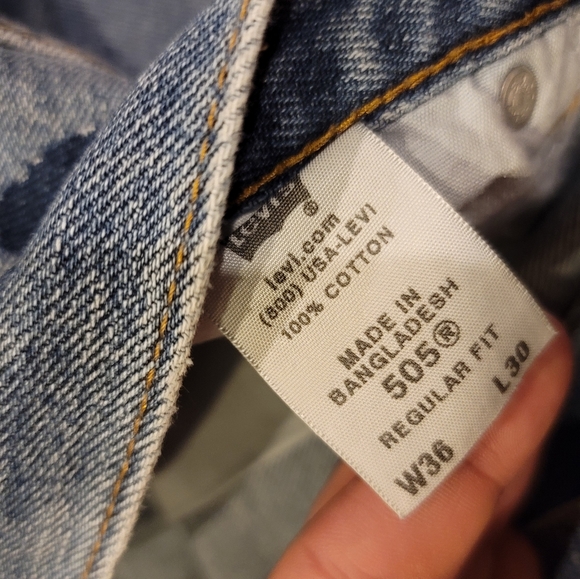 Vintage Levi 505 High Rise Straight Leg Medium Wash Repurposed Jeans Size 36 - Picture 8 of 10